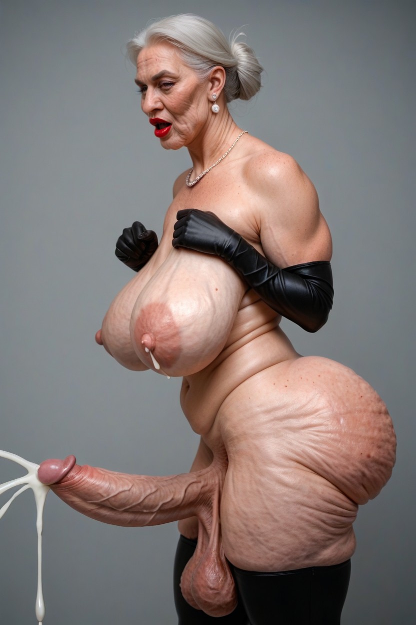 Extremely Veiny Breasts, Swollen Areola, Extremely Low Hanging Balls Travesti IA Pornô