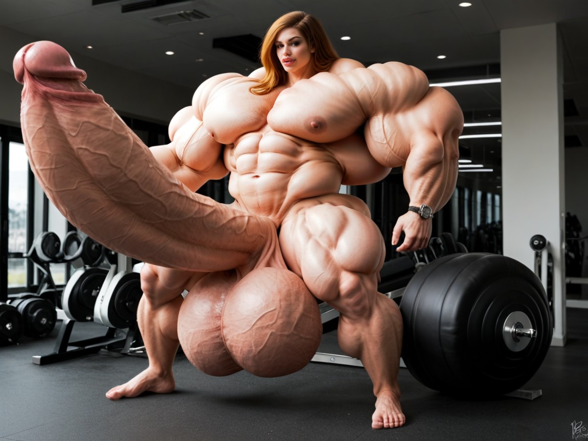Hyper Muscle Growth, Hyper Gigantic Massive Balls, Hyper Long Penis ニューハーフAIポルノ