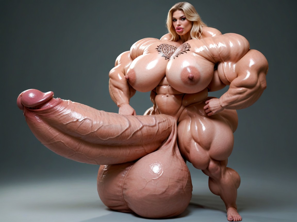 Hyper Balls Growth, 18+, Hyper Gigantic Muscle Hips Porno IA transsexuelle