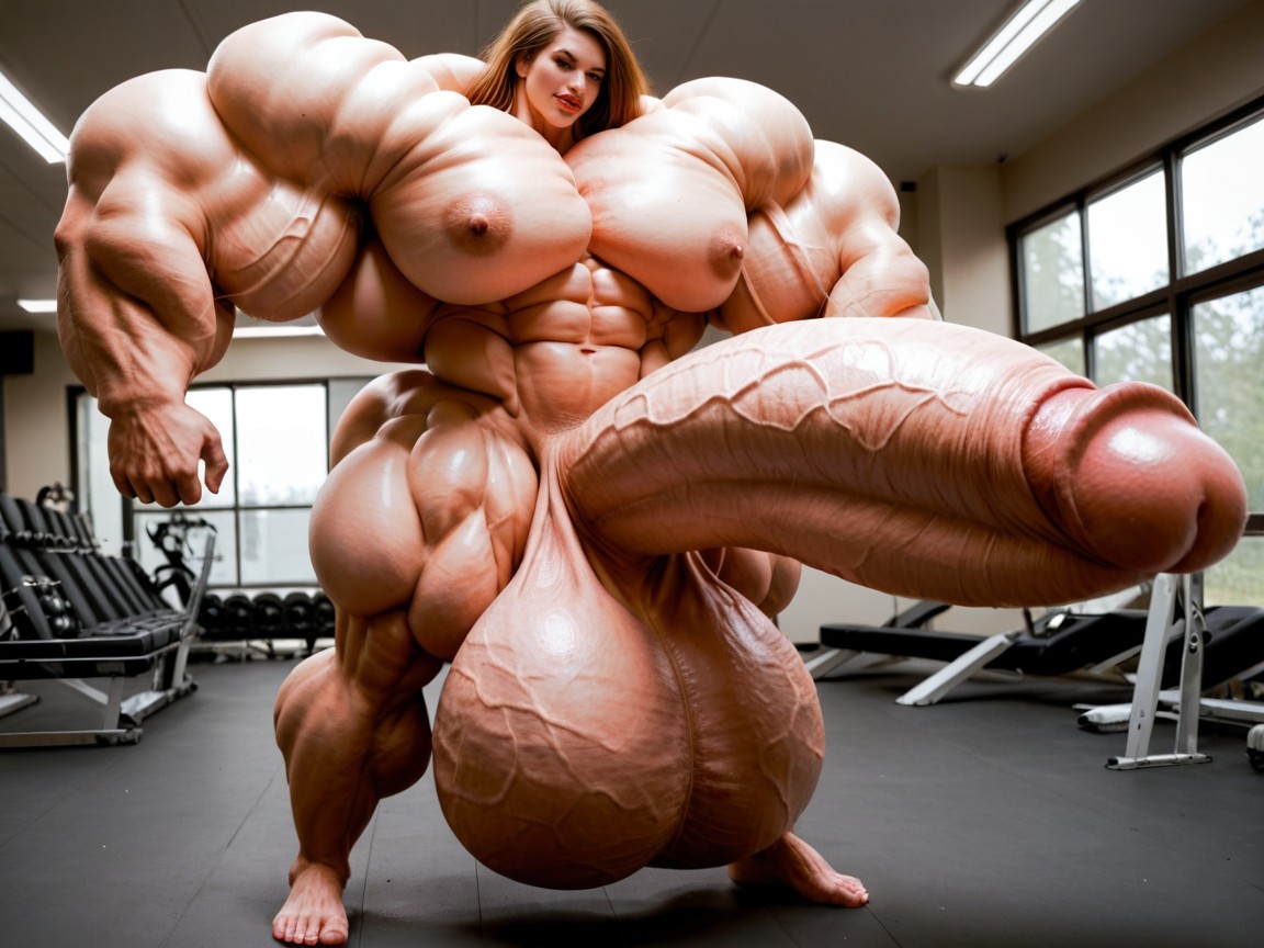 Hyper Oversized Balls, Hyper Oversized Muscle, Hyper Gigantic Penis Porno IA transsexuelle