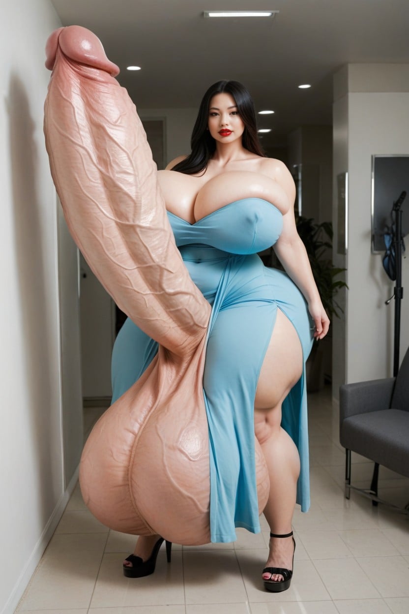 Huge Hyper Ass, Hyper Gigantic Veiny Penis, Asian ニューハーフAIポルノ