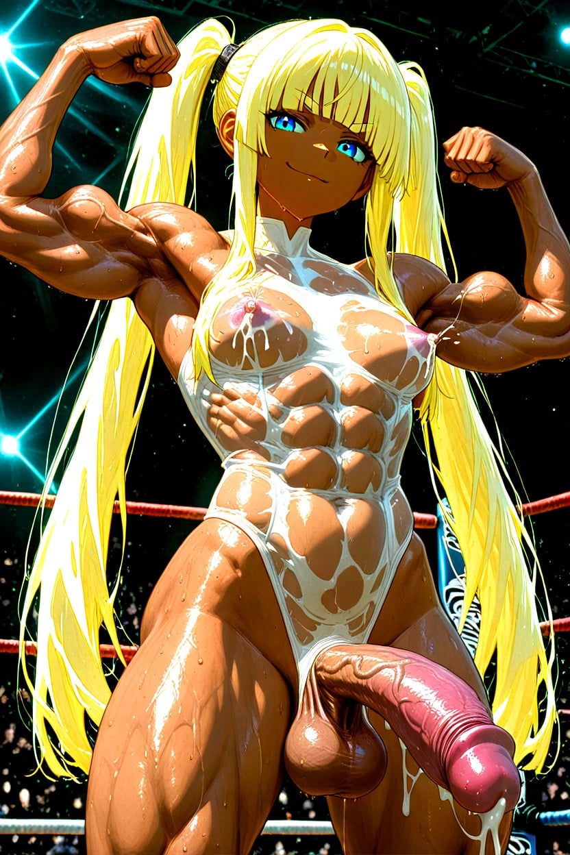 Abs, Brown Skin Color And Deep Pink Skin Tone, Impossibly Long Hyper Penis Porno IA transsexuelle