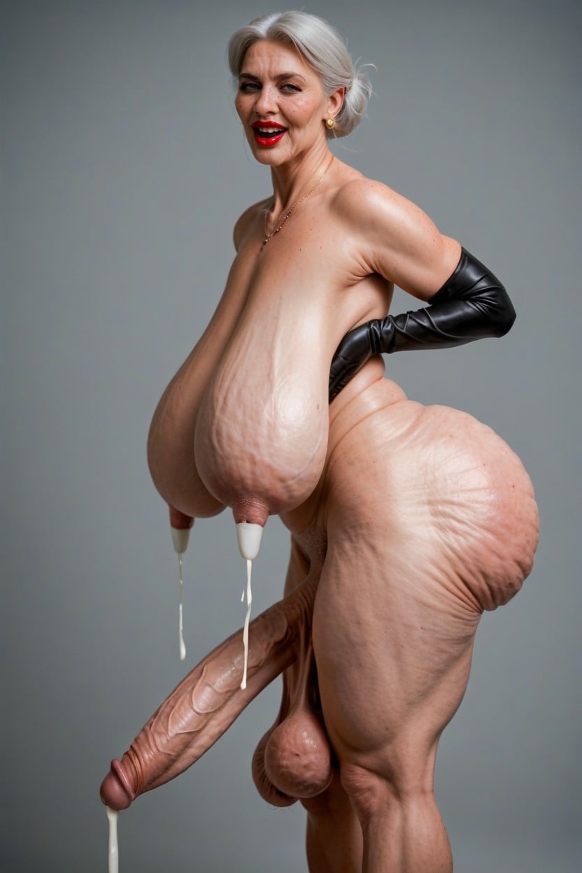 Swollen Puffy Nipples, Swollen Hanging Balls, 高潮 人妖AI黃片
