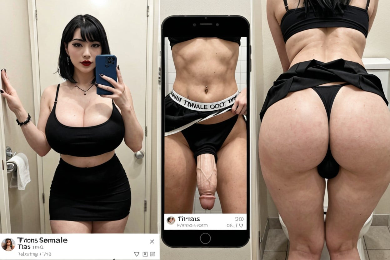 On Phone Screen There Is A Futa Dressed Nice, Sexy Face, Photoreal 人妖AI黃片