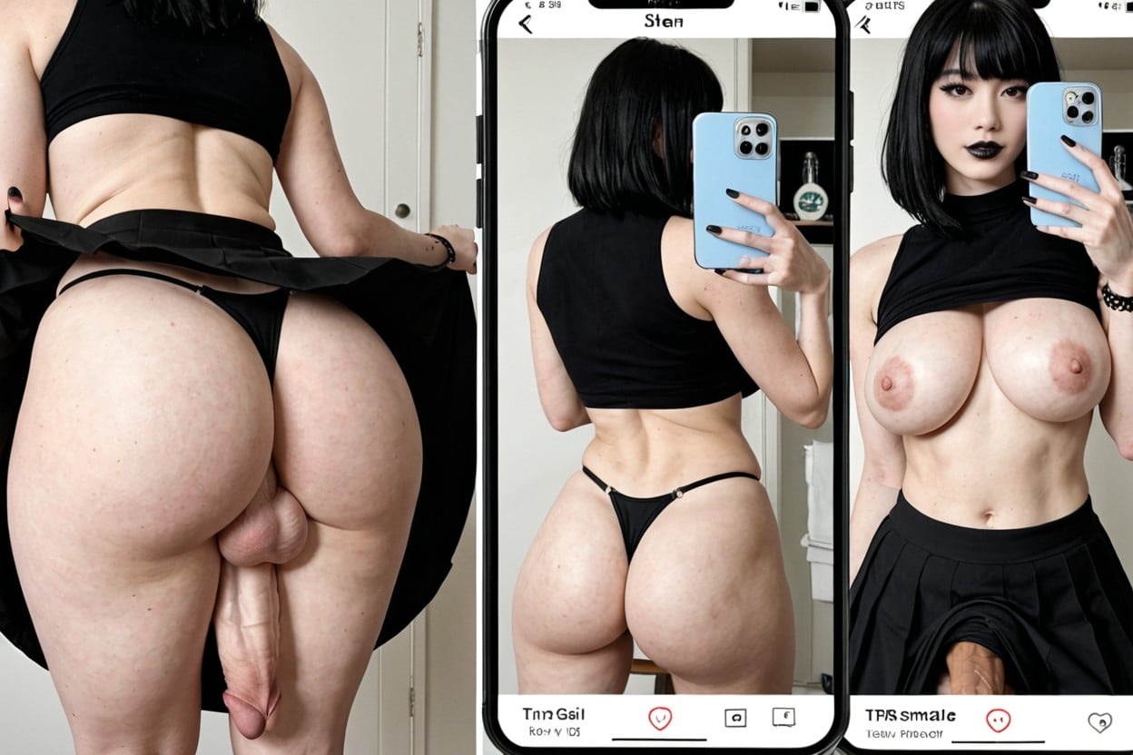 Vues Multiples, Bathroom Selfie, View From Below Porno IA transsexuelle