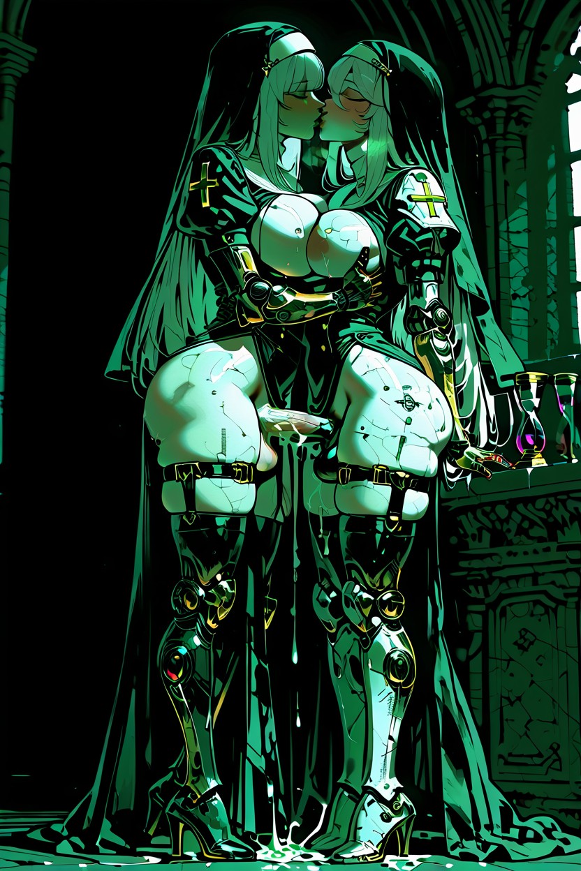 Over Shoulder Kiss, Mechanical Arms, Balanced Lighting Porno IA transsexuelle
