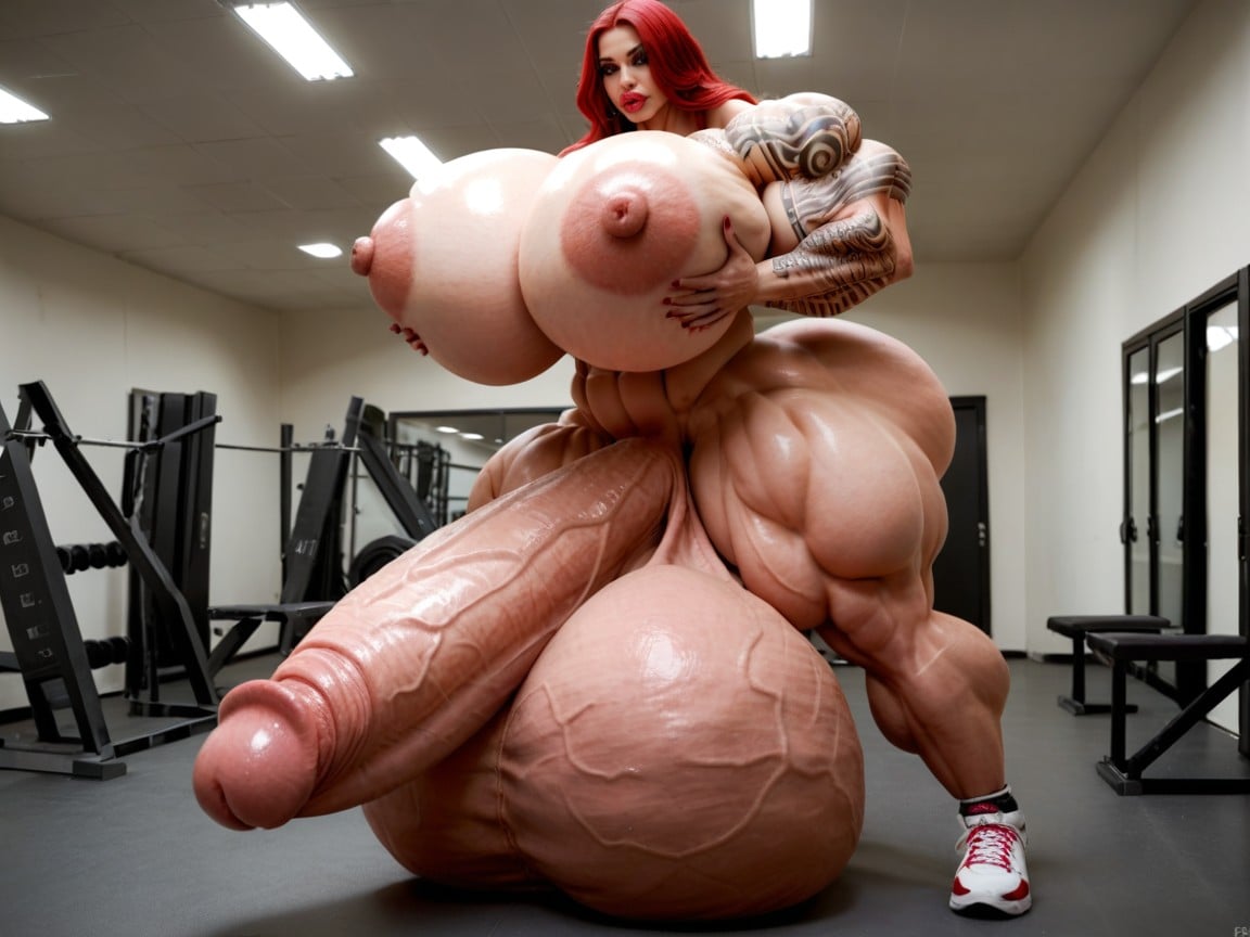 Hyper Gigantic Massive Biceps, Balls Are Big Enough To Touch The Floor, Hyper Oversized Gigantic Penis Porno shemale IA