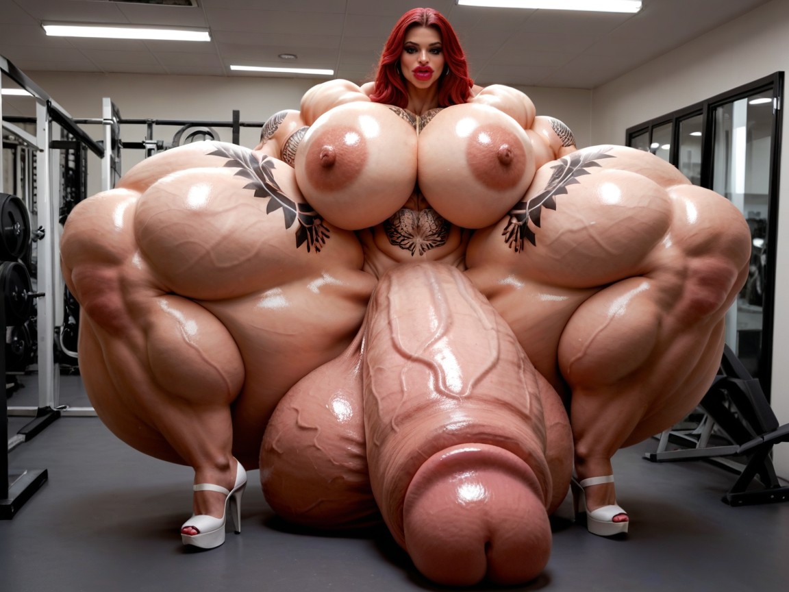 Gorgeous Face, Hyper Muscle Growth, Hyper Oversized Muscle Porno IA transsexuelle