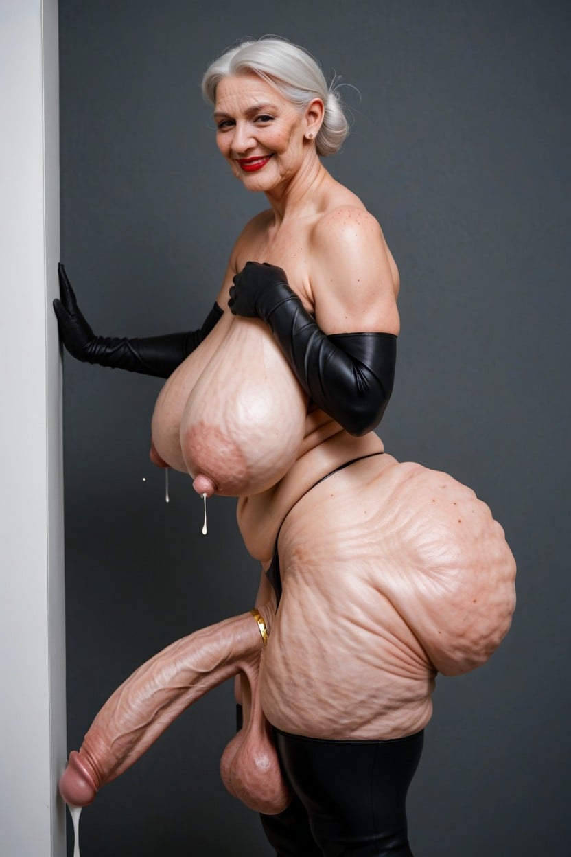 Cara Cansada, Pretty Granny Bimbo, Extremely Low Hanging Balls Travesti IA Pornô