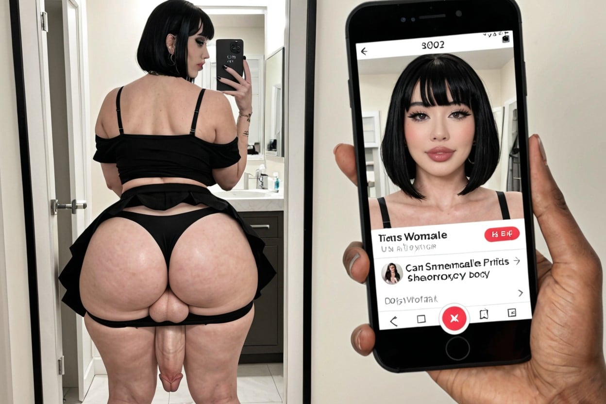 Pale Skin, Unexpected Shemale, Solo Porno IA transsexuelle
