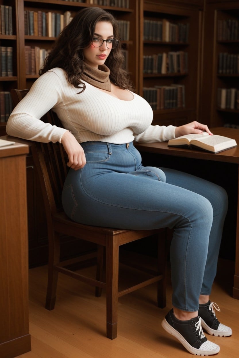 Reading Book, Gigantic Penis, Giant Woman Shemale AI Porn