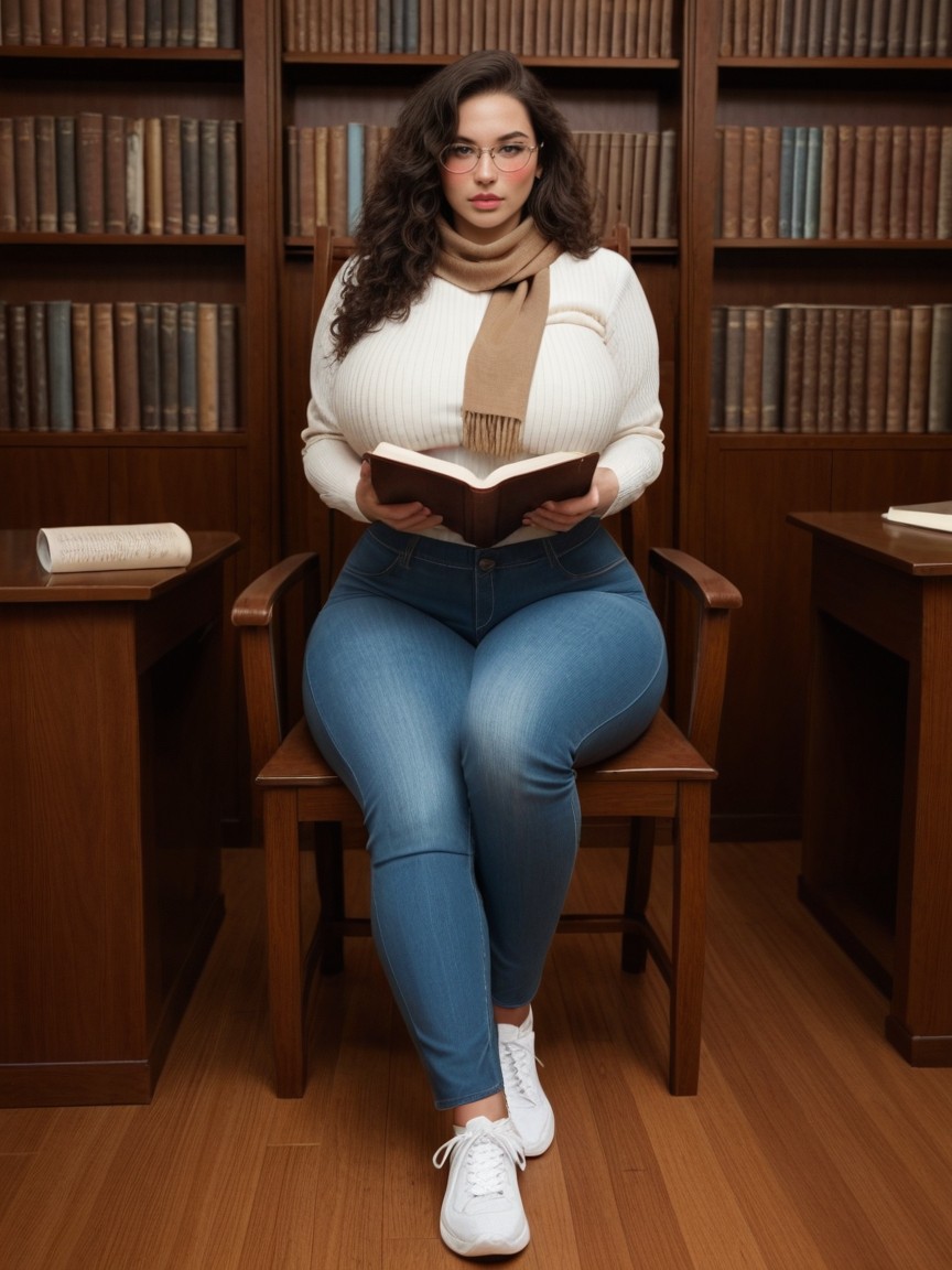 Unrealistically Tall, 特寫照片, Huge Fluffy Tan Sweater 人妖AI黃片