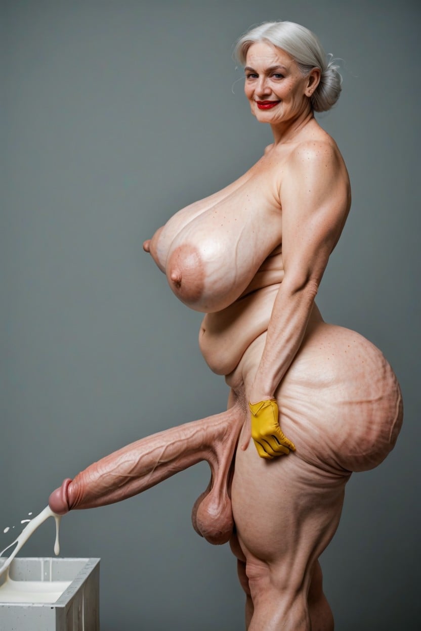 Extremely Low Hanging Balls, Hairless, Cellulite 人妖AI黃片