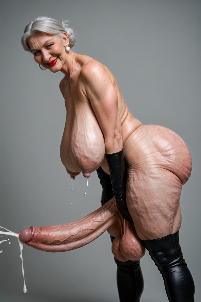 Wrinkled Skin, Cellulite, Cowboy Shot Porno IA transsexuelle