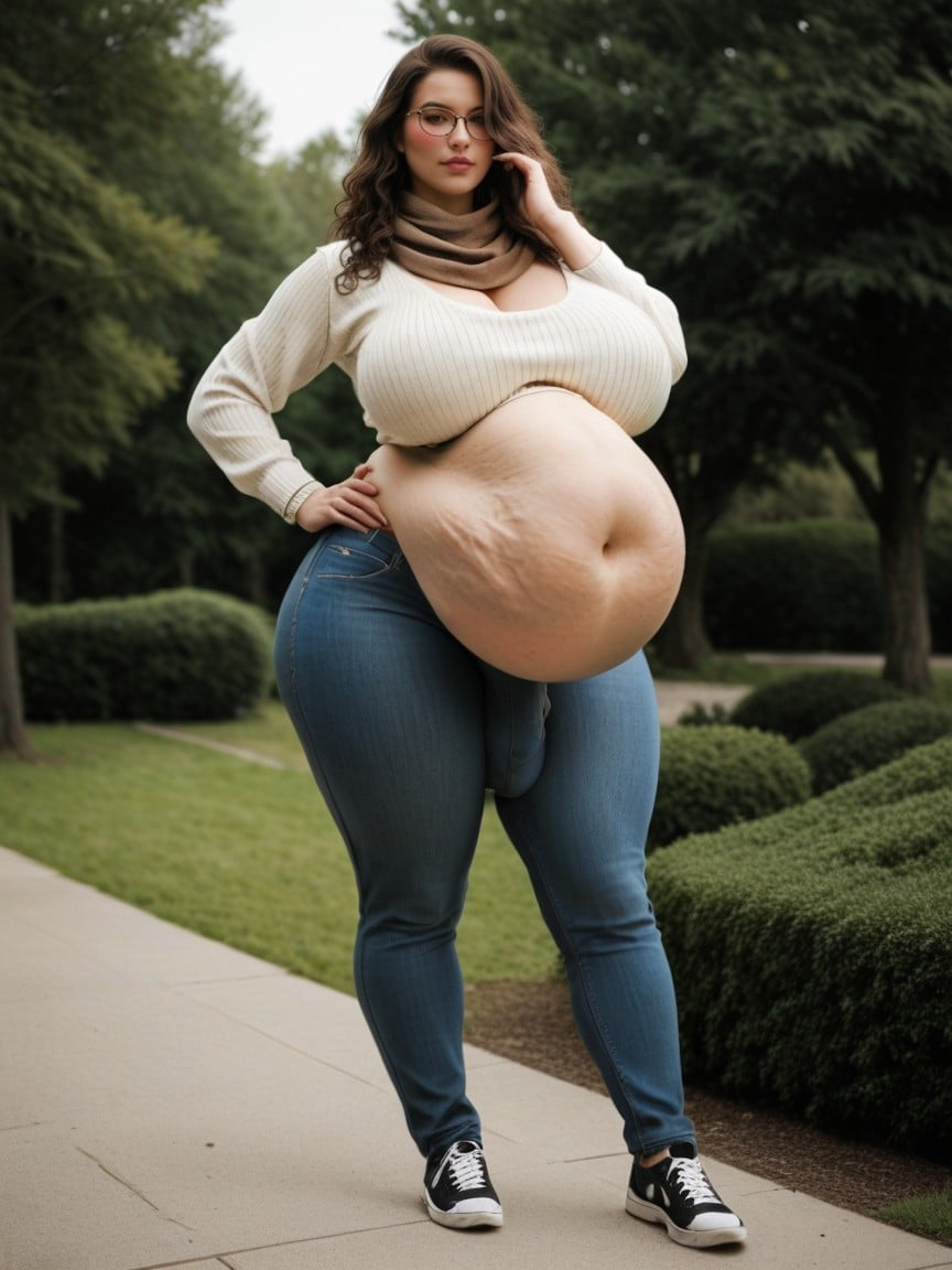 Very Wide Hips, Super Waist, Hair Covering One Eye Porno IA transsexuelle