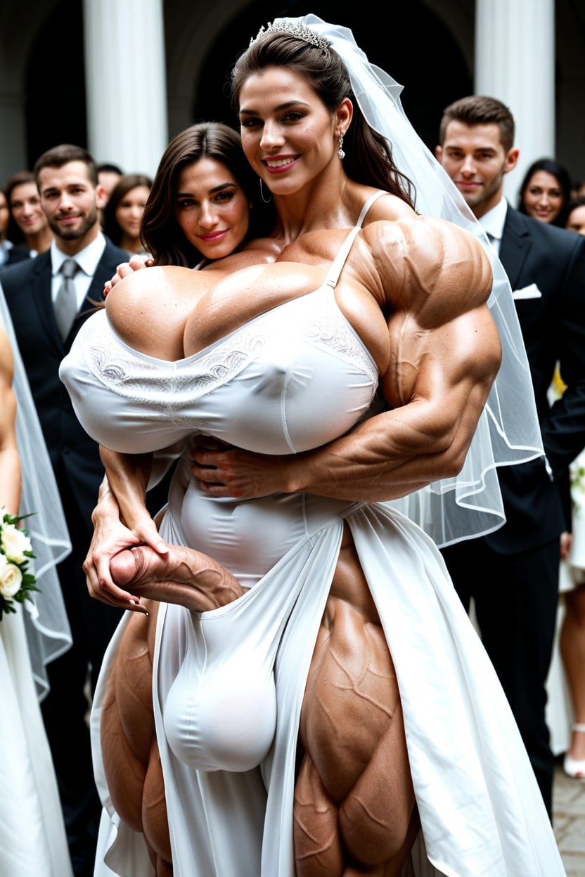 Wedding, Hyper Gigantic Massive Muscles Woman, Toned Muscles Shemale AI Porn