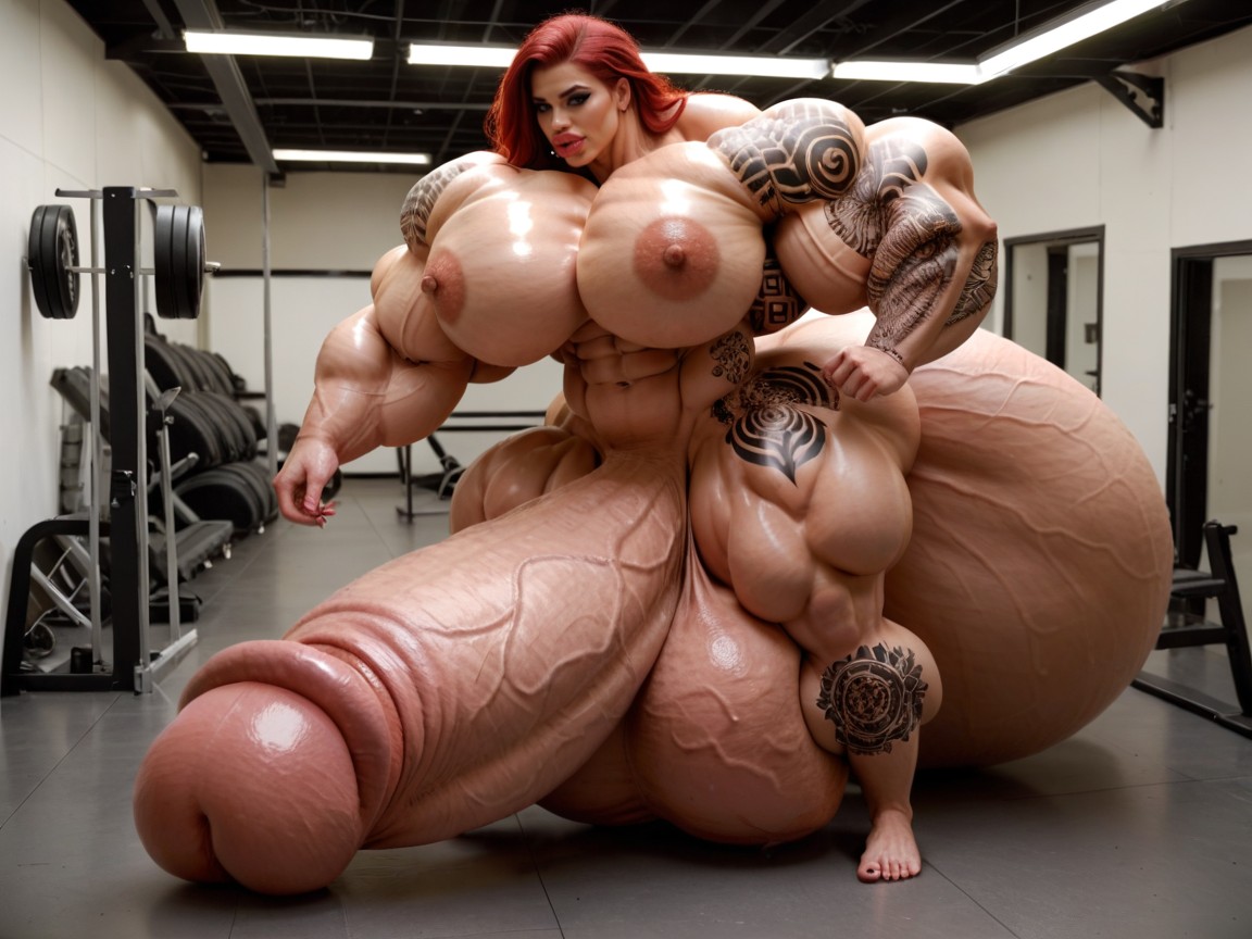 Hyper Growth, Hyper Balls Growth, Hyper Gigantic Penis Shemale AI Porn