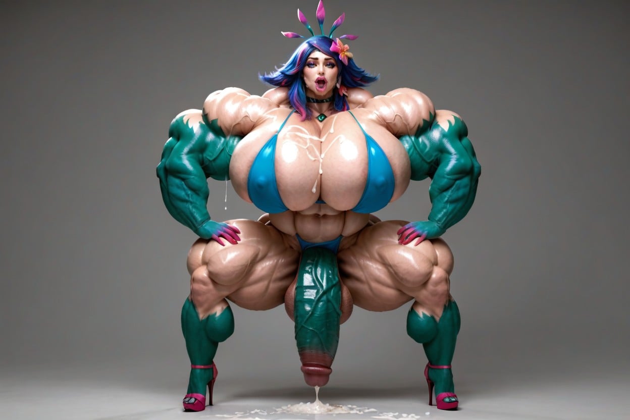 Hyper Gigantic Growing, Hyper Absurdly Oversized Gigantic Massive Muscle, Neeko From League Of Legends Porno IA transsexuelle