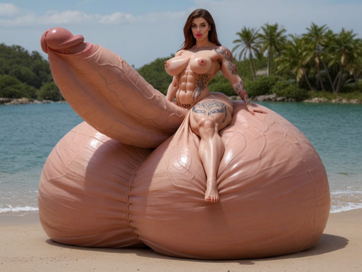 Extremely Muscular, Giant Bulging Penis, Penis Gigantic Then Torso Shemale AI Porn