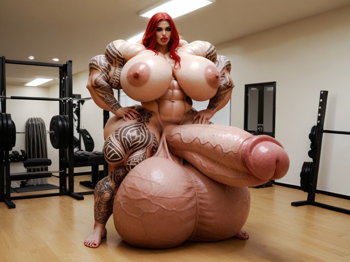 Hyper Oversized Balls, Hyper Gigantic Massive Penis, Hyper Gigantic Lips Porno IA transsexuelle