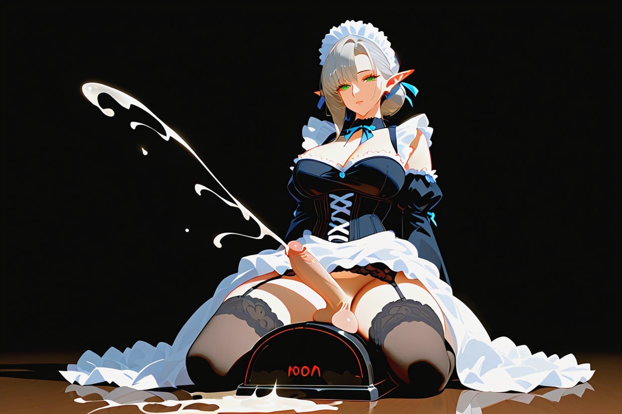 Anime Style, Silver Blonde Hair, Hot Breath Panting ニューハーフAIポルノ