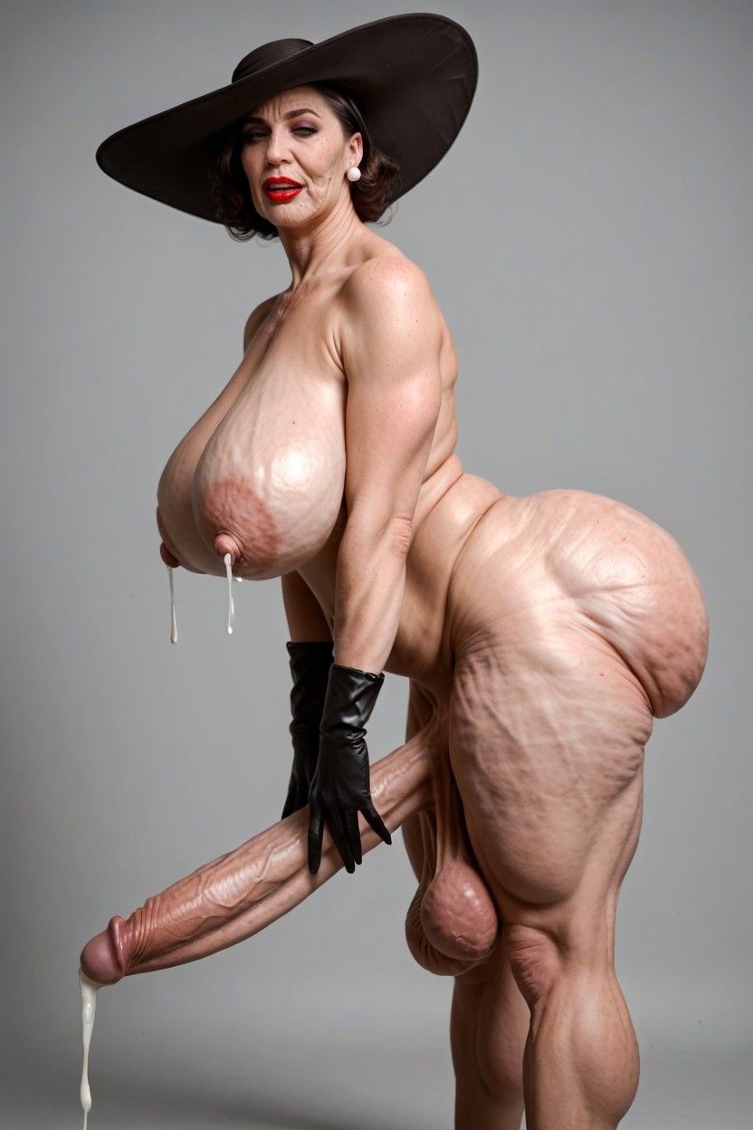 Flabby Wrinkly Arms, Visage Fatigué, Erect Cock Porno IA transsexuelle