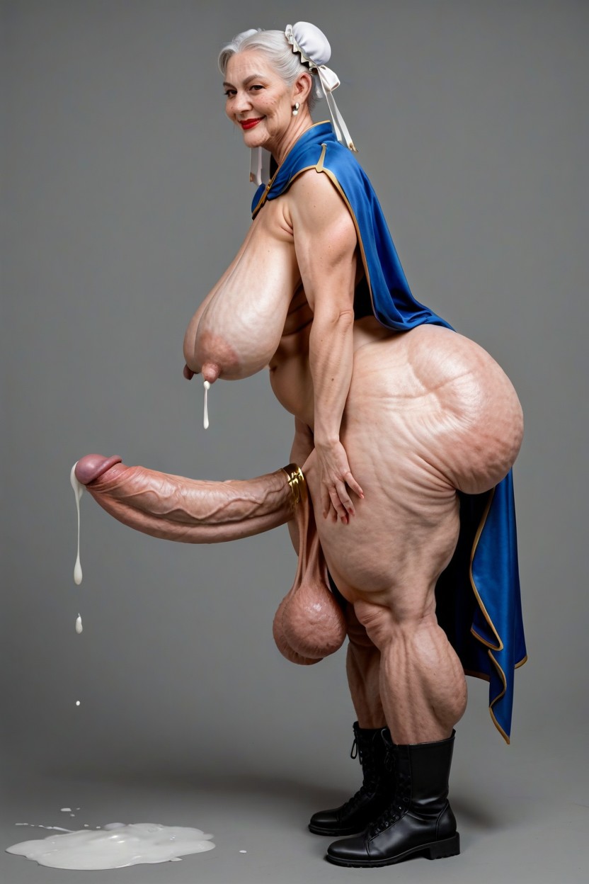 Wrinkled Face, Full Body Shot, Erect Cock Porno IA transsexuelle