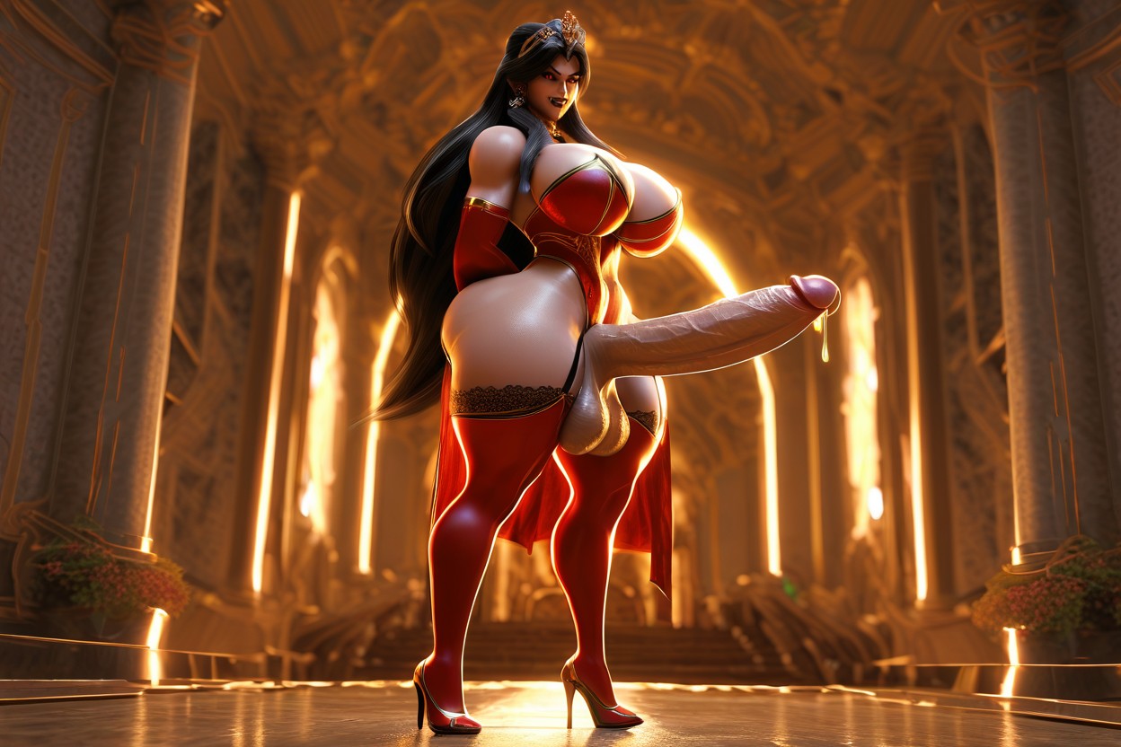 High Heels, Gold Diadem, Moody Lighting Shemale AI Porn