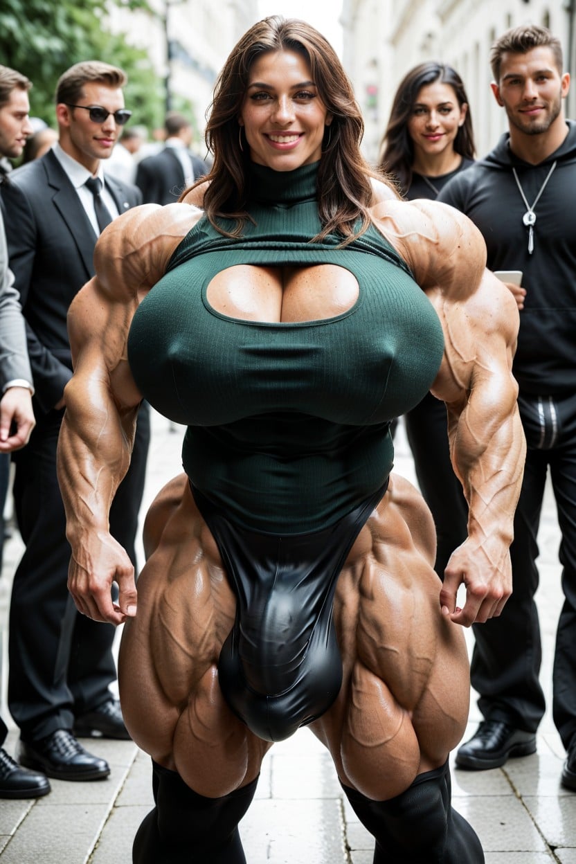 Gigantic Serratus Anterior, Gigantic Scalene, Cock Bulge Shemale AI Porn
