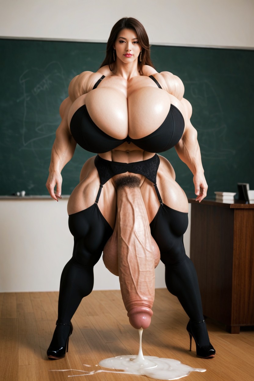 Huge Muscular Ass, Huge Back Muscles, Growing Shemale AI Porn