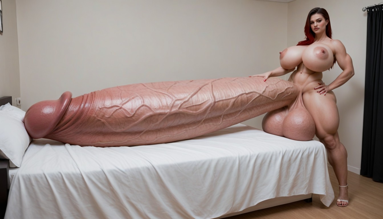 Gigantic Monstrous Penis, Laying On Top Of Her Penis, Angry Shemale AI Porn