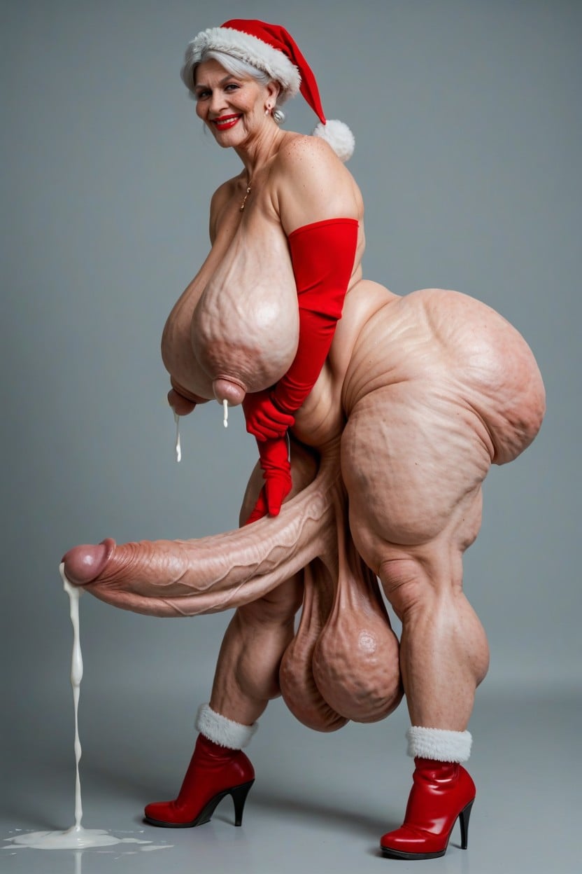 Red Lipstick, Side View, Thick Lumpy Breast Milk 人妖AI黃片