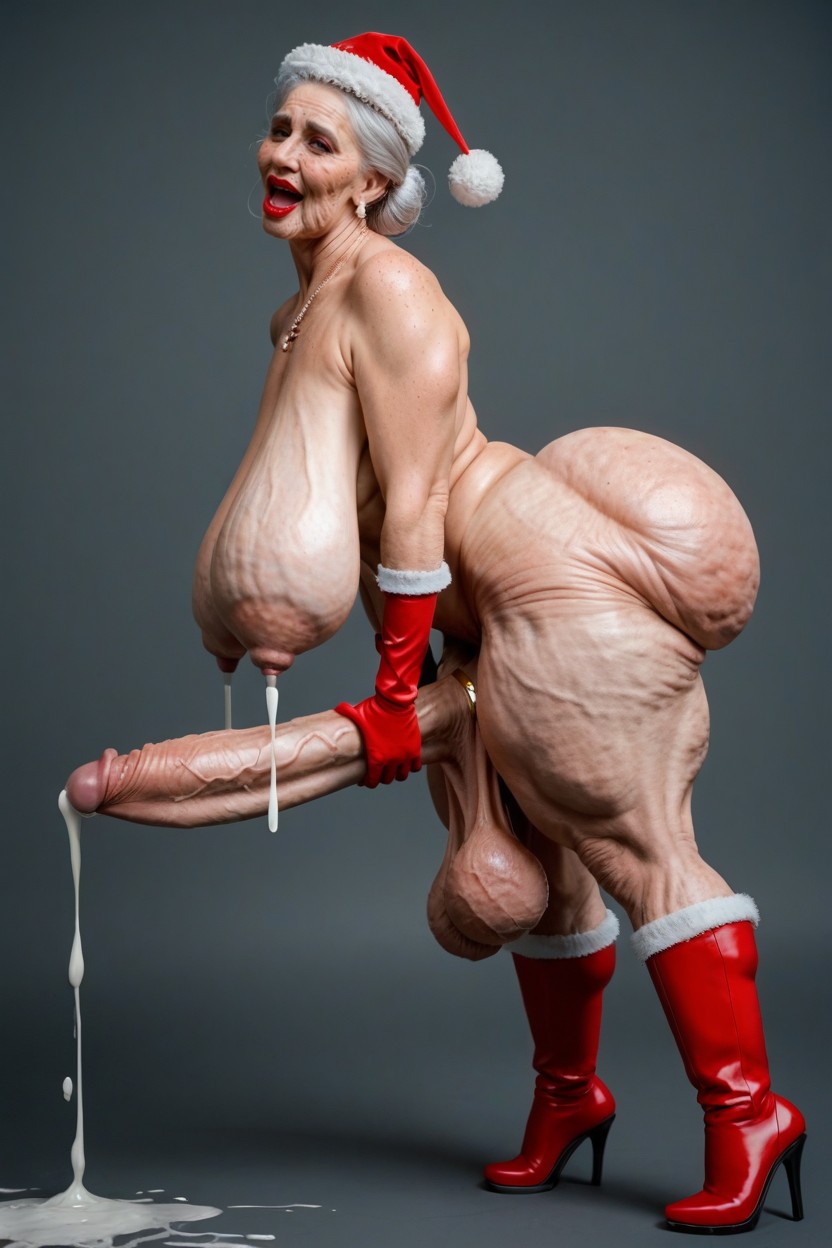 Stretch Marks, Shriveled Balls, Swollen Pink Penis Shemale AI Porn