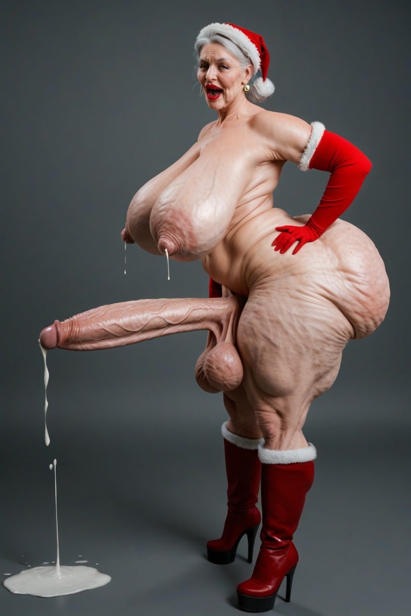 Red Lipstick, Saggy Breasts, Santa Hat 人妖AI黃片