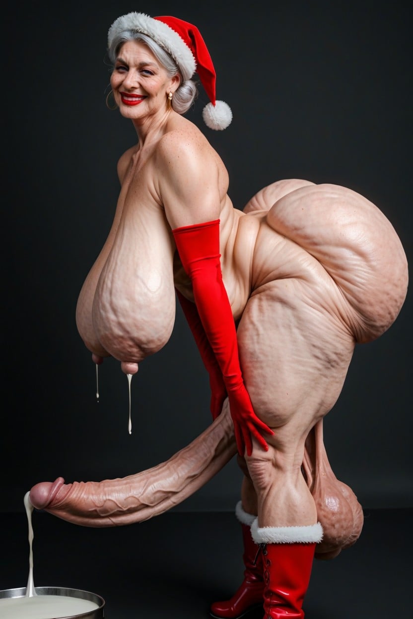 Extremely Low Hanging Balls, Saggy Breasts, Saggy Ass Shemale AI Porn