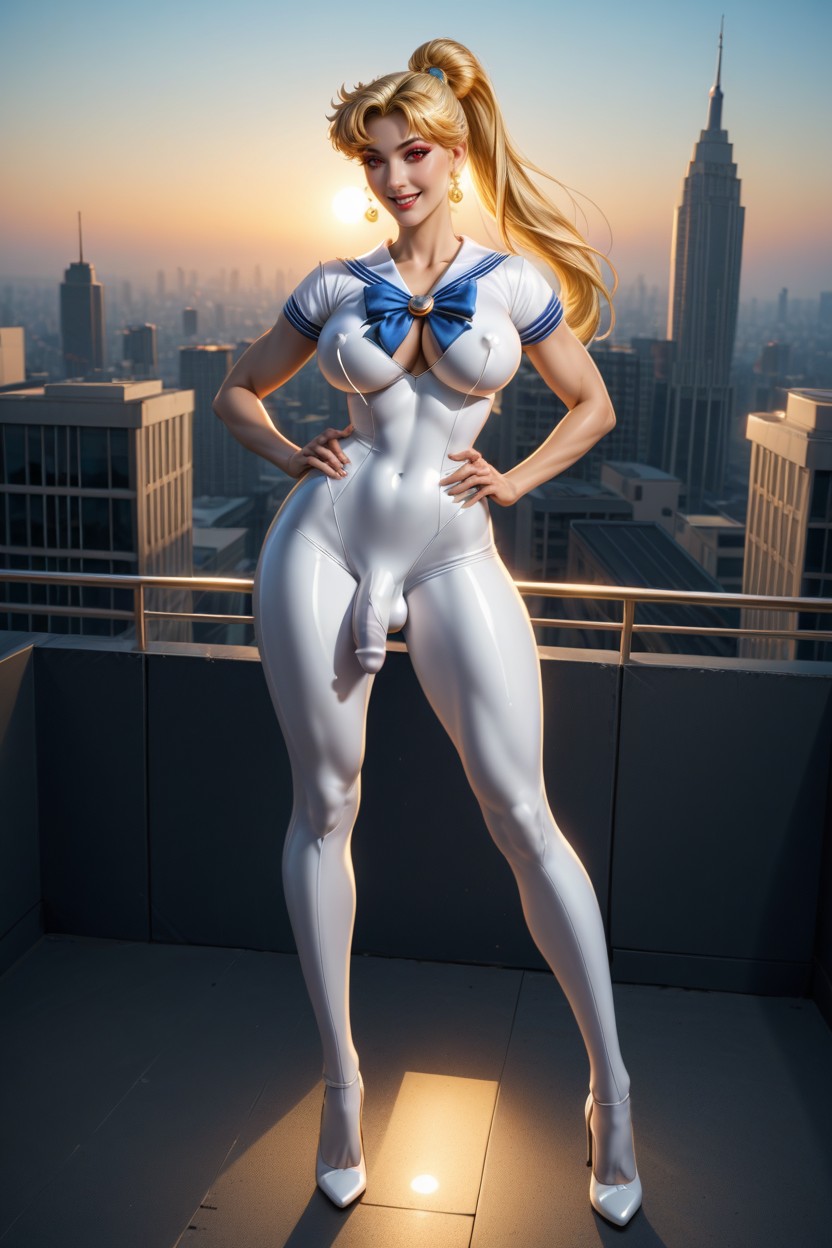 Tiny, Thigh High Socks, Well-proportioned Figure Shemale AI Porn