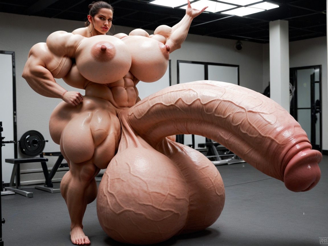 Rey From Star Wars, Hyper Balls Growth, Hyper Oversized Gigantic Wide Penis Shemale AI Porn