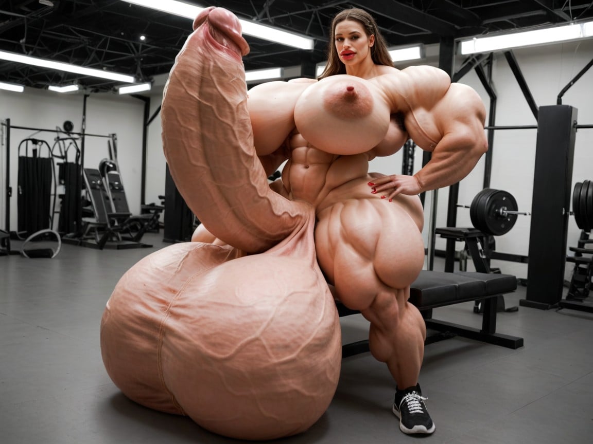 Nude Hyper Futanari With Hyper Gigantic Penis, Hyper Oversized Balls, 25+ Shemale AI Porn