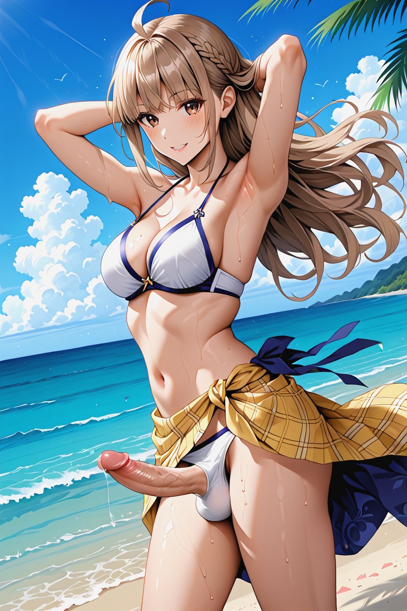 Waist Shot, Detailed, Long Side Bangs 人妖AI色情