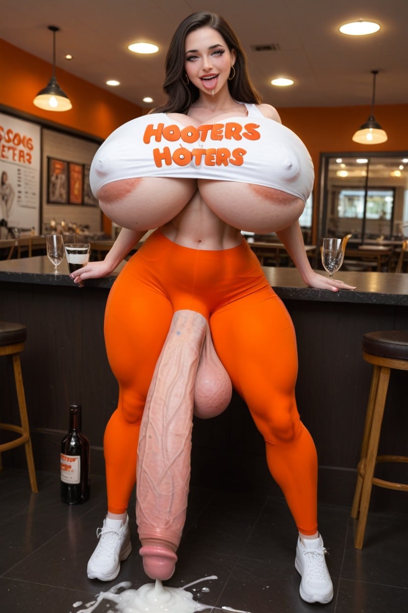 Nipples Barely Covered, Impossibly Large Hyper Penis, Hyper Extreme Cock Thickness Porno IA transsexuelle