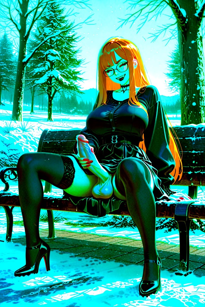 Orange Hair, Snatched Waist, Goth 쉬메일 AI 포르노