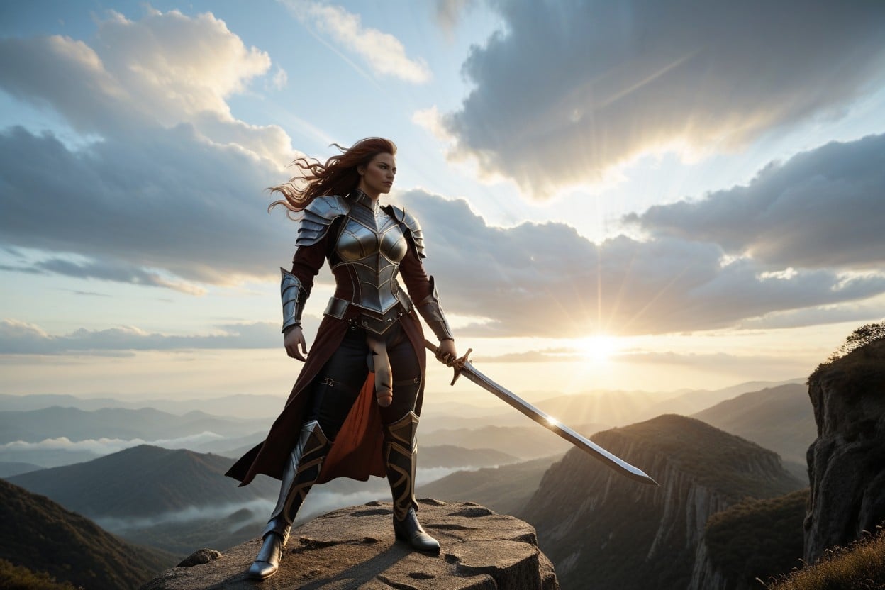 Athletic And Toned Physique, Windswept Hair Flowing Dramatically, Legendary Hero Aesthetic Shemale AI Porn