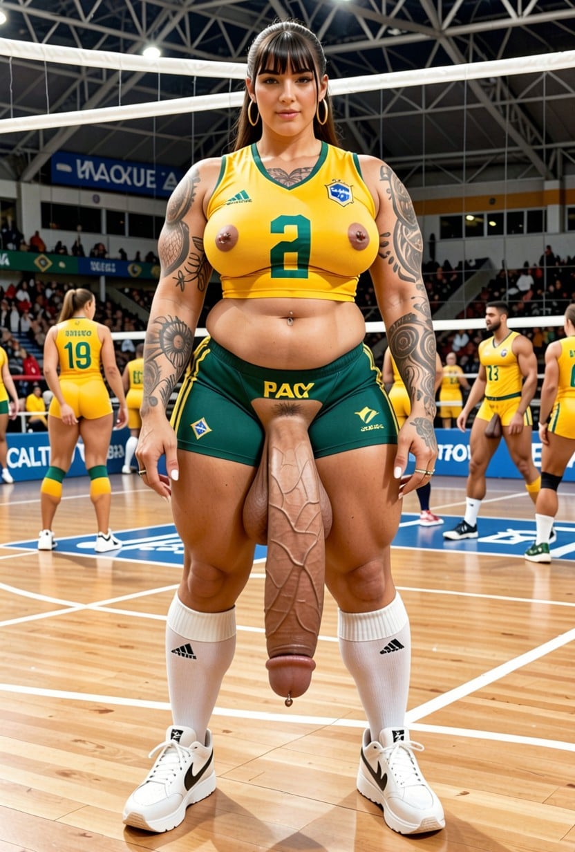Thick Thighs, Platform White Nike Sneakers, 18+ Shemale AI Porn
