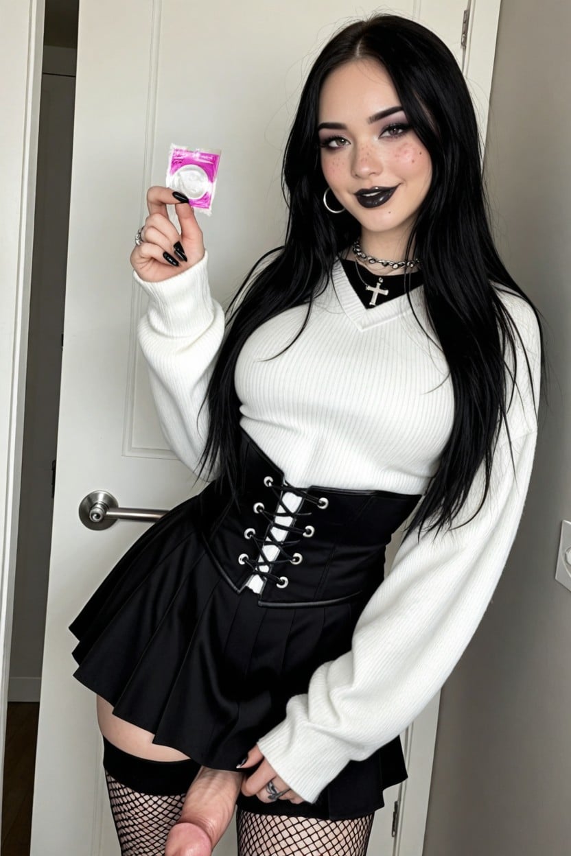 Half Erected, Bangs, Seductive Face Shemale AI Porn