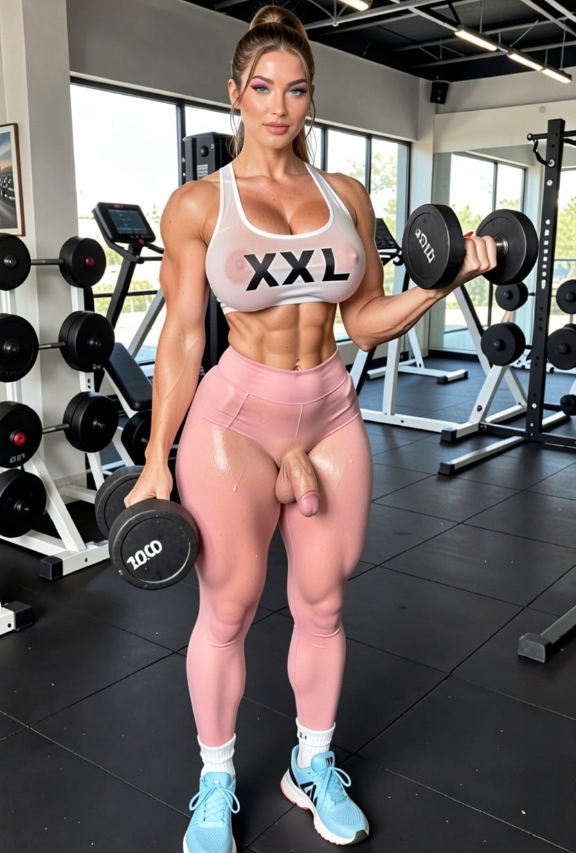 Sweaty Clothes, Visible Abs, Cup Size Dd Shemale AI Porn