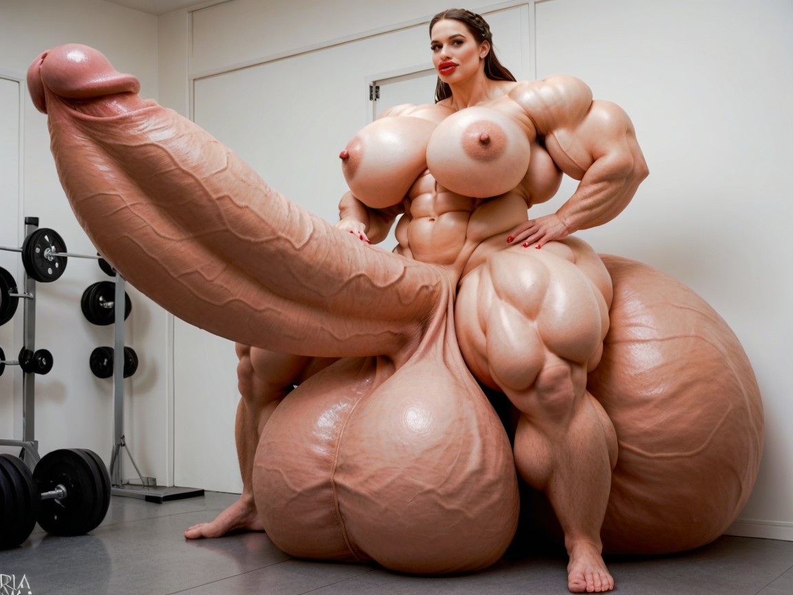 Rounded Ass, Extremely Muscular, Penis Bigger Than Body Shemale AI Porn