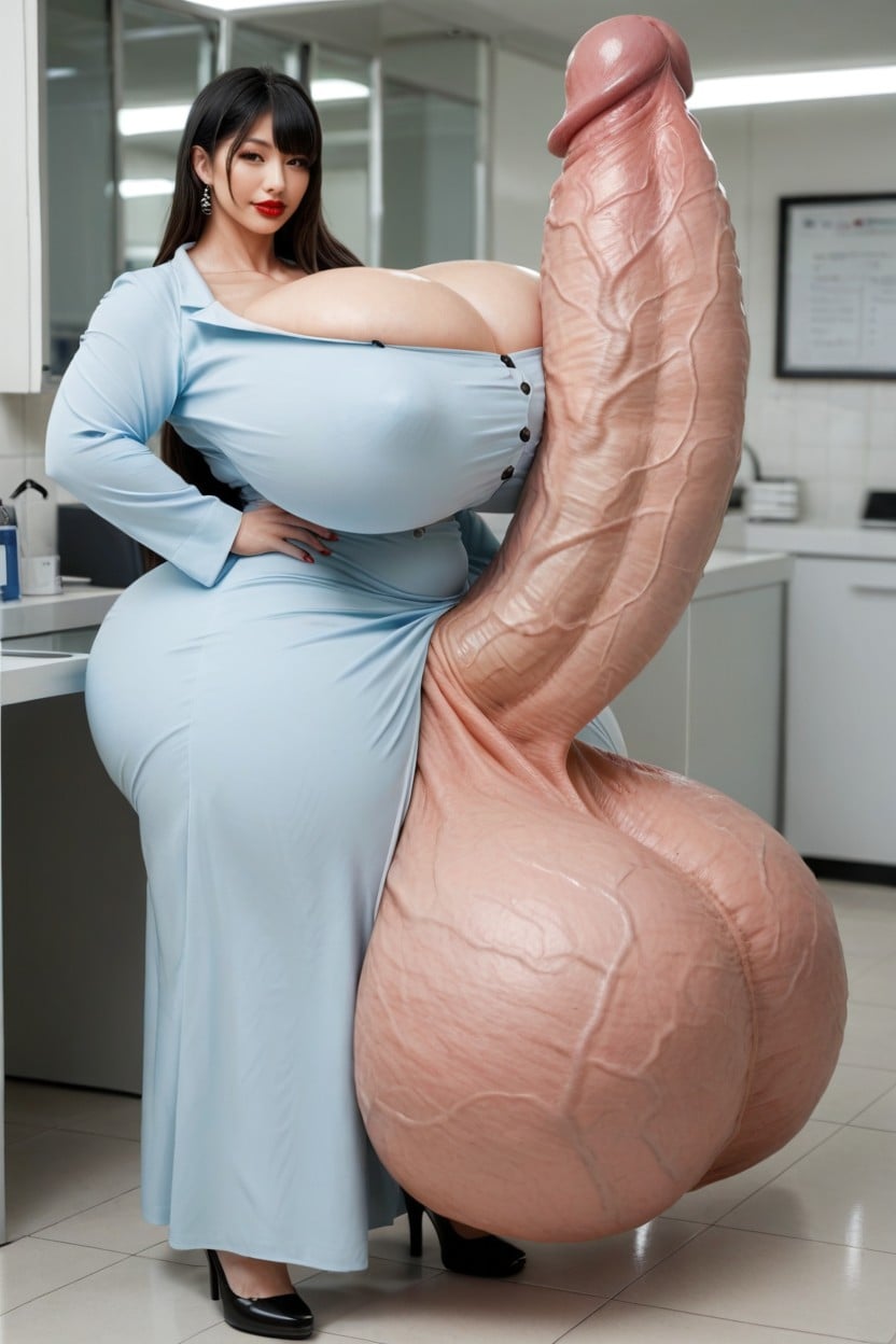 Extremely Thick Penis, Wide Hips, Hyper Gigantic Veiny Penis Shemale AI Porn