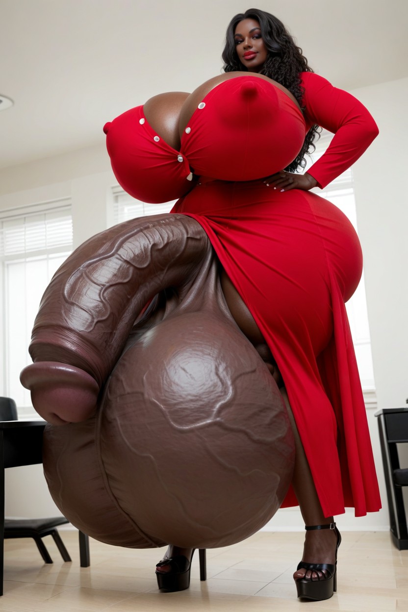 Extremely Large Ass, Bottom Up, Thick Thighs Shemale AI Porn