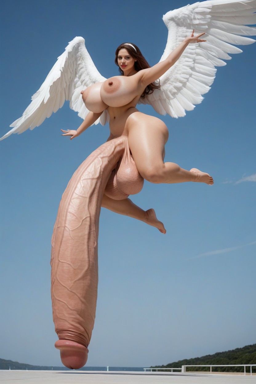 Impossibly Long Hyper Penis, Flying, Hyper Flaccid Penis Shemale AI Porn