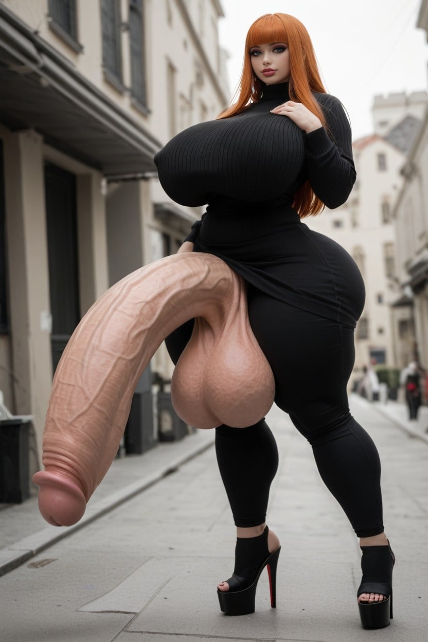 Hyper Thick Thighs, Blunt Bangs, Toned Abs Shemale AI Porn